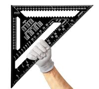 Senbaler Escuadra Carpintero Metálica 12 Pulgadas/300 mm, Regla Triangular de Aluminio de Alta Precisión para Carpintería y Medición de Ángulos (Negro)