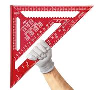Senbaler Escuadra Carpintero Metálica 12 Pulgadas/300 mm, Regla Triangular de Aluminio de Alta Precisión para Carpintería y Medición de Ángulos (Rojo)