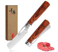 SENBON 440A cuchillo de pelar de bolsillo plegable de acero inoxidable súper afilado estilo japonés mango de madera de Color cuchillo de cocina portátil para acampar al aire libre