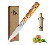 SENBON 440A Stainless Steel Ultra Sharp Folding Peeling Knife Natural Olive Handle Camping Travel Outdoor Portable Knife