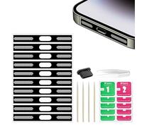 Senbos Kit de 21 calcomanías protectoras a prueba de polvo compatibles con iPhone 15 Pro Max, actualizaciones de teléfono móvil, altavoz de malla, cubierta adhesiva antipolvo con tapón antipolvo USB C