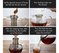 Sencha Tetera 0,65 L Filtro de acero inoxidable Vidrio de borosilicato Tapa Klarstein