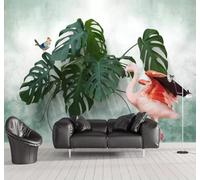 Sencillo Fresco Bello Flamenco Hojas 3D Papel Pintado Tapiz Textura de Seda Oficina Comedor Sofá Dormitorio Sala Estar TV Fondo Pantalla-250cm×170cm