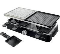 Sencor Aparato de Raclette Multifuncional Potente, EasyClean, Profesional 1400W, Raclette 8 Personas, Raclette Queso, Fondue, Grill y Piedra, Temperatura Ajustable, Accesorios Completos