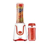 Sencor Mini Licuadora Smoothie Ultra-Potente 500W, 2 Botellas Tritan 0,6L & 0,3L sin BPA, Cuchillas Titanio Larga Duración Anti-Oxidación, para Smoothies, Sopas y Más -Rojo