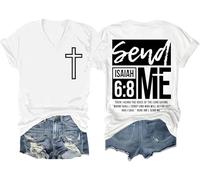 Send Me Isaiah 6 8 - Camiseta cristiana con versículo bíblico Send Me Christian Cross para hombre y mujer, Blanco-V, L