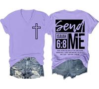 Send Me Isaiah 6 8 - Camiseta cristiana con versículo bíblico Send Me Christian Cross para hombre y mujer, Púrpura claro-v, XL