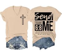 Send Me Isaiah 6 8 - Camiseta cristiana con versículo bíblico Send Me Christian Cross para hombre y mujer, Caqui-V, XL