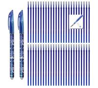 SEND UP Kit de Escritura Borrable - 2 Bolígrafos (Azul) + 50 Recambios (Azul) - Punta 0,5mm - Goma Integrada - Tinta Termosensible para Escuela, Tela y Piel, Ideal como Regalo
