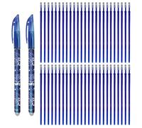 SEND UP Kit de Escritura Borrable - 2 Bolígrafos (Azul) + 50 Recambios (Azul) - Punta 0,5mm - Tinta Termosensible para Escuela, Marcado en Tela y Piel