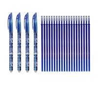 SEND UP Set de 4 Bolígrafos de Gel Borrables Azul + 20 Recargas - Punta de Precisión 0,5mm - Tinta Termosensible con Goma Integrada - Ideal para Escuela, Oficina y Regalo