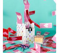 SendaCake - Caja de regalo con diseño de rosas y encantos, listo para regalar, no requiere montaje con música, 20 caramelos envueltos en plata dulce y pastel crujiente de 3 pulgadas para entrega