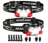 SENDALE 2 Linternas Frontal LED Recargables,Linterna Cabeza 5000 Lúmenes,9 LED,recargable Con Luz Roja Y Sensor De Movimiento,7 Modos De Luz, IPX6, Resistente Al Agua Para Equitación Nocturna