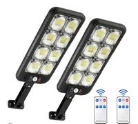 SENDALE 2 pack Luz Solar Exterior, Focos LED Exterior Solares Potente con Sensor de Movimiento, 200 LED Farolas Solares Impermeable 3 Modos Ajustables Lampara Pared para Jardín Patio