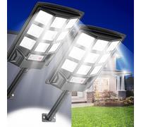 SENDALE 2 Packs Farolas Solares Exterior,Focos Led Solares con Mando a Distancia,IP65 Impermeable Luz Solar Exterior,6500K Foco Solar Sensor de Movimiento,Luz de Seguridad Jardín