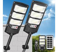 SENDALE Farolas Solares Exterior 300W, 63 LED Farola Potente con Control Remoto,IP66 Impermeable Luz Solar Exterior Sensor de Movimiento,Foco Solar Luz de Seguridad para Jardín, Patio,2 Paquetes