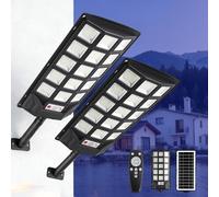 SENDALE Lámparas solares de 1000 W para exteriores, 2 unidades con mando a distancia, 6500 K, farola solar de calle, crepúsculo hasta el amanecer, IP66, lámpara solar de camino al aire libre para