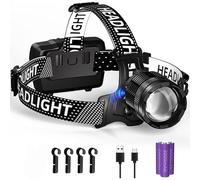 SENDALE Linterna Frontal LED Recargable,100000 Lúmenes,Linterna Cabeza Recargable Con Sensor,9000 MAh USB C Recargable,Linterna Frontal LED 3 Modos De Luz,IP65 Resistente Al Agua, Ajustable Para