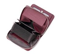 SENDEFN Cartera Mujer de Piel Verdadera, Tarjetero con Bloqueo RFID, Cartera Pequeña y Corta, Cremallera Billetera, Cartera con Compartimentos Múltiples para Tarjetas para Mujer Joven, Rojo/Vino
