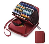 SENDEFN Monedero Mujer de Crédito, Tarjeteros para Tarjetas de RFID Bloqueo, Carteras de Mujer con 24 Ranuras para Tarjetas, Cartera Mujer de Cuero con Cremallera