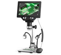 SenDeluz 7'' Microscopio Digital, 10X-1200X Microscopio Digital portátil LCD 12MP 1080P Microscopio Digital para Adultos Soldando con Soporte Ajustable Microscopio USB Cámara para Windows