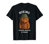 Senderismo Porque el Asesinato está Equivocado Funny Cat Hiker Camiseta