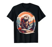 Senderismo Río Nutria Mochilero Amante Animal Vintage Naturaleza Camiseta