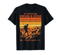 Senderismo y Perros cuentan Conmigo en Retro Sunset Hiker Camiseta