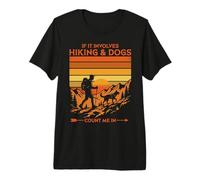Senderismo y Perros cuentan Conmigo en Retro Sunset Hiker Camiseta Premium