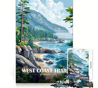Sendero de la Costa Oeste de Canadá, Pintura de paisajes, Rompecabezas de 1000 Piezas para Adolescentes, desafío Inteligente, pasatiempo Tranquilo, Cierre Fino, (38x52cm)