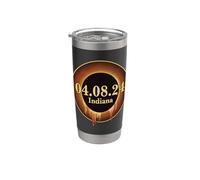 Sendero total del eclipse solar de la totalidad Indiana 8 de abril de 2024 Vaso térmico de acero inoxidable de doble pared