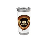 Sendero total del eclipse solar de la totalidad Indiana 8 de abril de 2024 Vaso térmico de acero inoxidable de doble pared