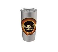Sendero total del eclipse solar de la totalidad Indiana 8 de abril de 2024 Vaso térmico de acero inoxidable de doble pared