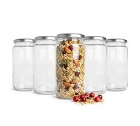 Sendez 6 tarros de cristal de 1 litro con tapa, aptos para lavavajillas, reutilizables, ideales para mermelada, chutneys, salsas y verduras