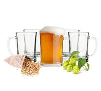 Sendez 6 Vasos de Cerveza Con Asa 500ml Jarra Cristal