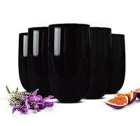 Sendez 6 vasos negros de 420 ml, vasos de agua, vasos de zumo y cócteles
