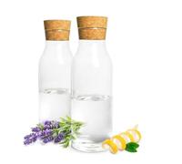 Sendez Jarra de cristal de 1 litro con tapa de corcho, jarra de agua de vidrio de borosilicato, decantador de vino, resistente al calor
