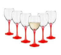 Sendez Juego de 6 copas de vino de 300 ml con tallo rojo
