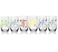 Sendez Juego de 6 vasos altos (320 ml), diseño de mariposas