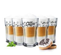 Sendez - Juego de 6 Vasos de café (300 ML), Sin Cuchara, 12x7,5 cm