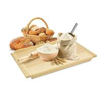 Sendez Tabla para hornear XL de 70 x 50 cm de madera maciza, tabla grande para pasta, tabla de pasta de dos lados con barra de tope, tabla de hornear estable para amasar, enrollar y hornear, base para