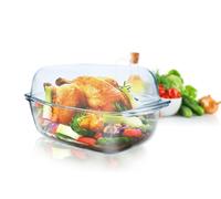 Sendez XXL Cacerola de Vidrio 7,0 L con Tapa 34cm Rectangular