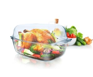 Sendez XXL Cacerola de Vidrio 7,0 L con Tapa 34cm Rectangular