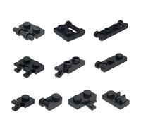 Sendhjurf Bloques de construcción de clase de placa de clip, 100 piezas, 10 tipos, compatibles con piezas Lego y piezas para construcciones MOC, color negro