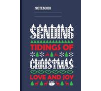 Sending Tidings Of Christmas Love And Joy With Festive Reindeer And Snowflake On Slate Navy Cover: Notebook