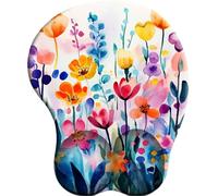 SENDJJ 3D Alfombrilla de ratón con reposamuñecas Champ de Fleurs à l'aquarelle Alfombrilla de ratón con cojín de Gel Alfombrilla de ratón ergonómica para Ordenador portátil