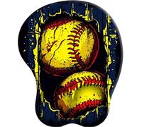SENDJJ 3D Alfombrilla de ratón con reposamuñecas L'âme du Softball brise le mur Alfombrilla de ratón con cojín de Gel Alfombrilla de ratón ergonómica para Ordenador portátil