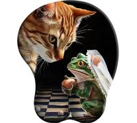 SENDJJ 3D Alfombrilla de ratón con reposamuñecas Le Chat et la grenouille mariée Alfombrilla de ratón con cojín de Gel Alfombrilla de ratón ergonómica para Ordenador portátil