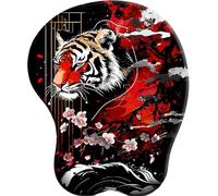 SENDJJ 3D Alfombrilla de ratón ergonómica con reposamuñecas de Gel Pluie de Fleurs de cerisier du Tigre Rouge con Base de Goma Antideslizante Apta para Ordenador Oficina hogar