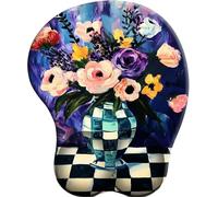 SENDJJ 3D Alfombrilla de ratón ergonómica con reposamuñecas de Gel Vase à Carreaux Bleus con Base de Goma Antideslizante Apta para Ordenador Oficina hogar